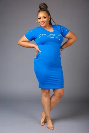 ΖΦΒ Blue Pearl Studded Tee Shirt Dress