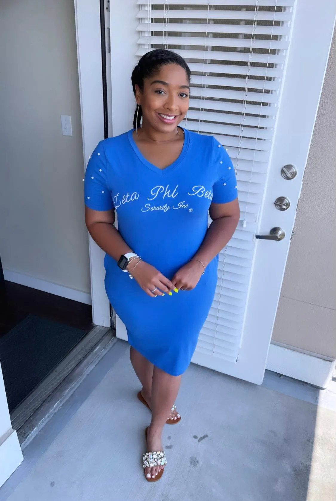 ΖΦΒ Blue Pearl Studded Tee Shirt Dress