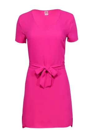 Amanda Uprichard - Neon Pink Belted T-Shirt Dress Sz XS