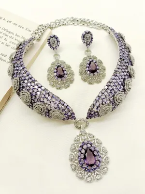 Ameliya Lavender American Diamond Set