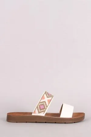 Bamboo Double Band Beadwork Slide Sandal