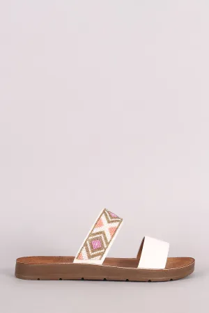 Bamboo Double Band Beadwork Slide Sandal