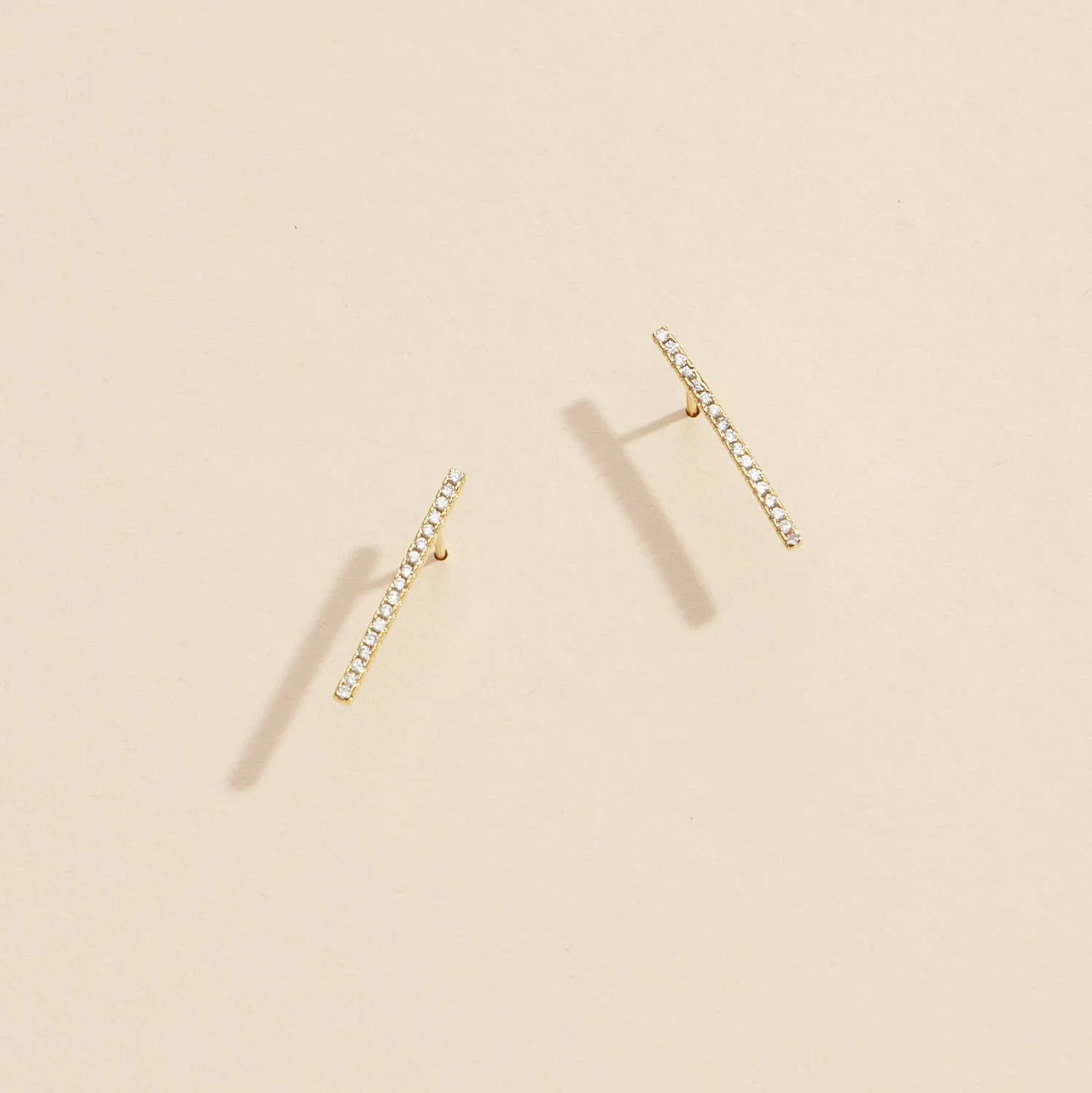 Bar Rhinestones Gold Dip Stud Earrings