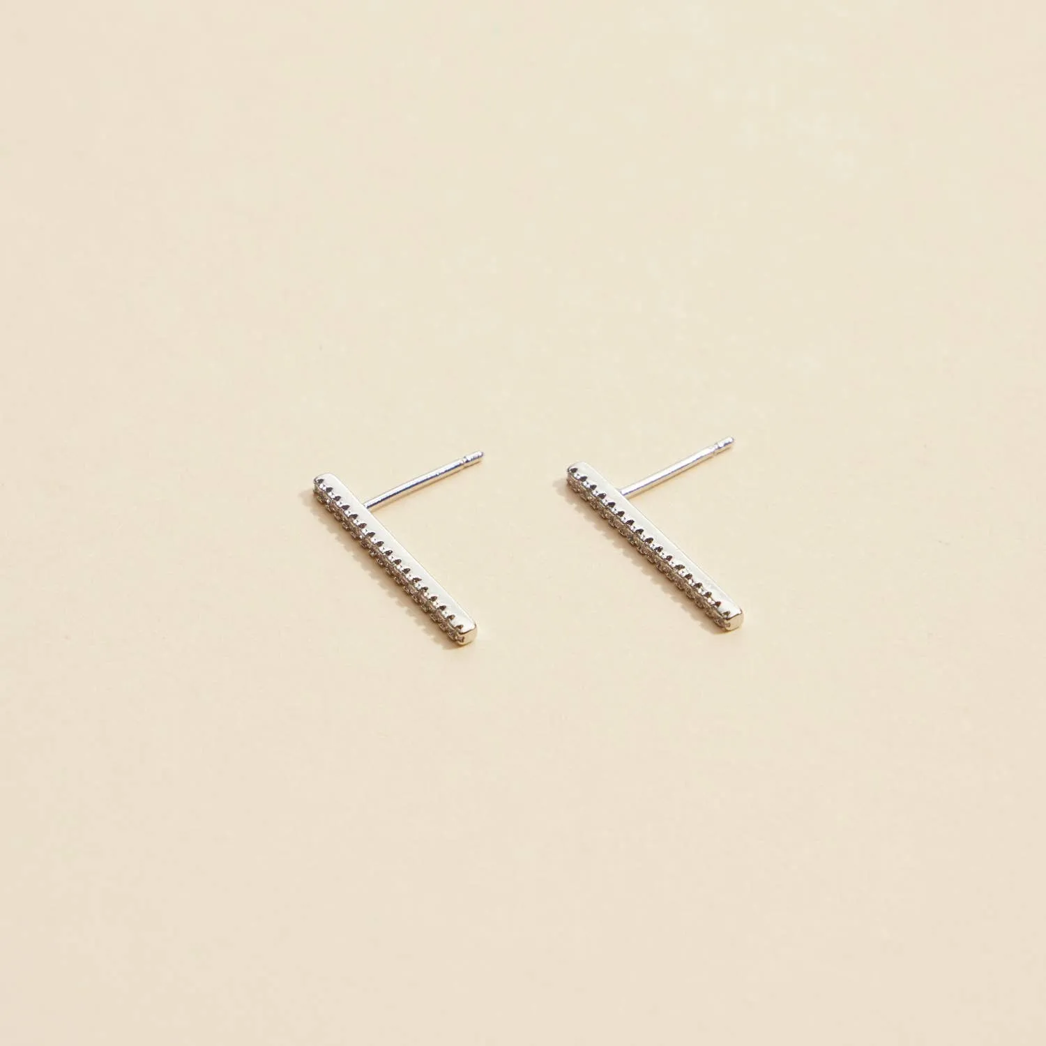 Bar Rhinestones Gold Dip Stud Earrings