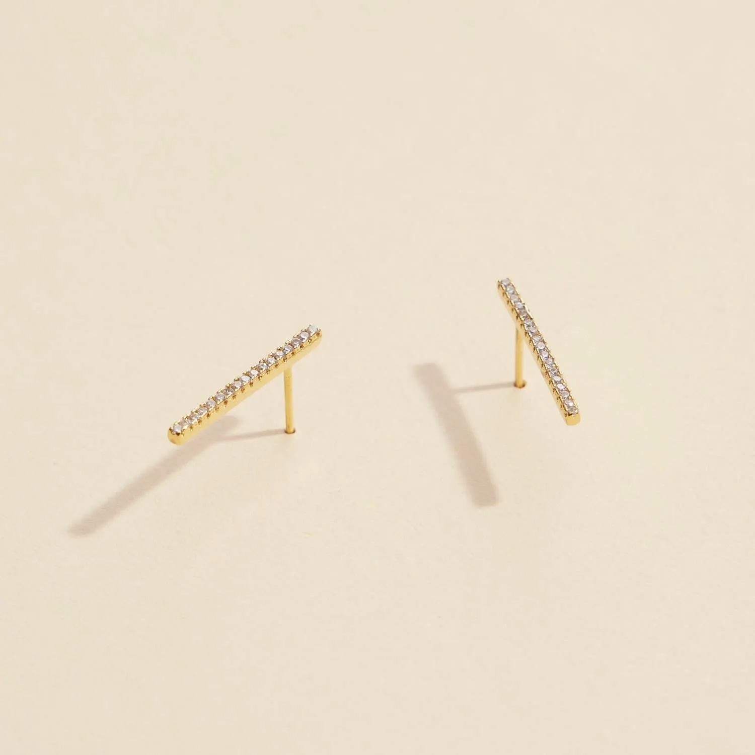 Bar Rhinestones Gold Dip Stud Earrings