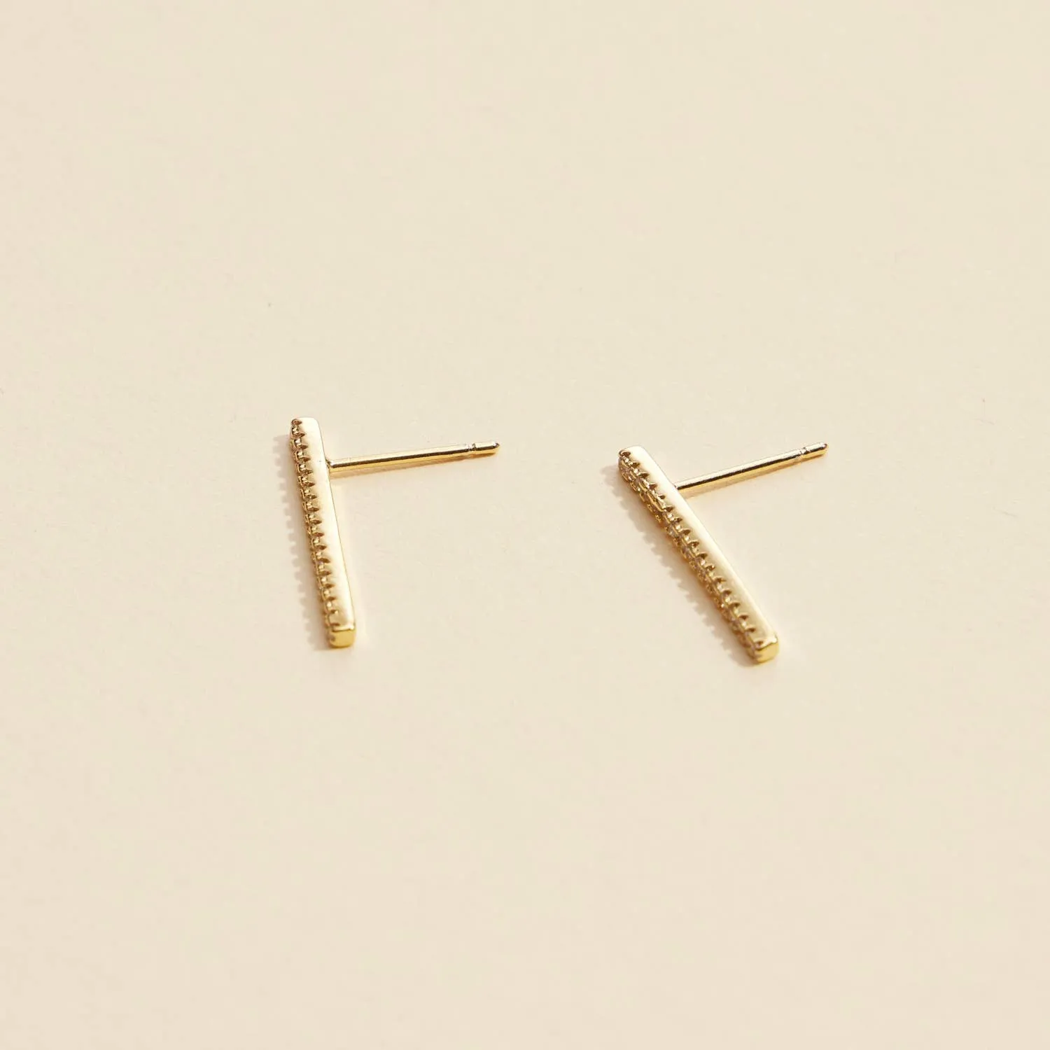 Bar Rhinestones Gold Dip Stud Earrings