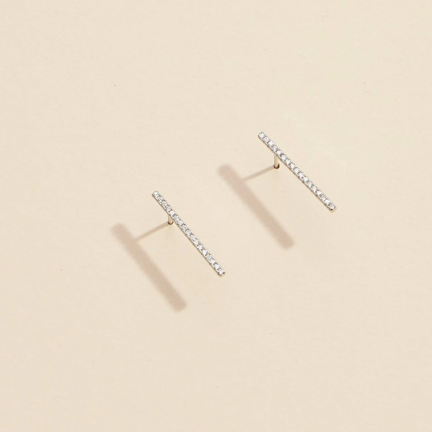 Bar Rhinestones Gold Dip Stud Earrings