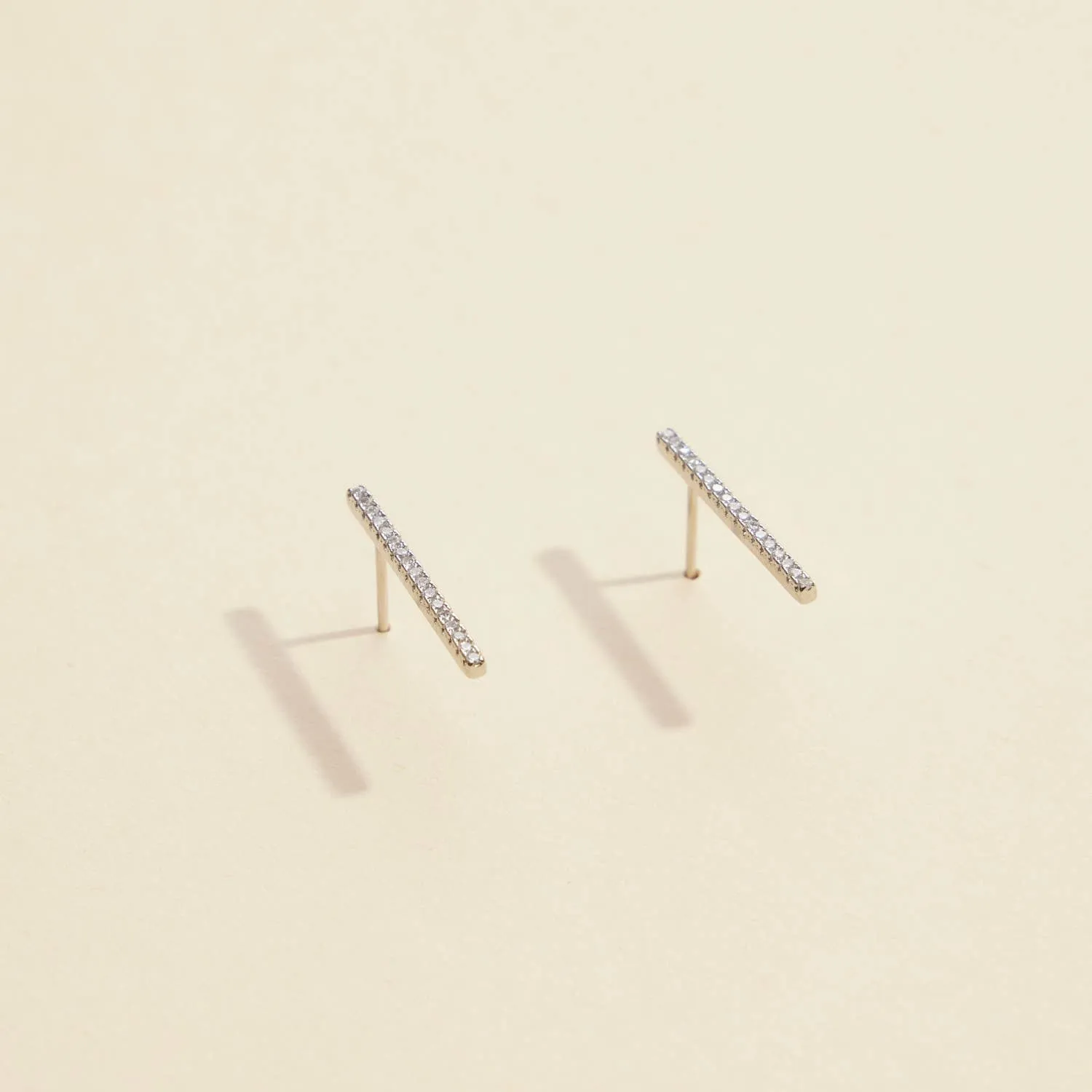Bar Rhinestones Gold Dip Stud Earrings