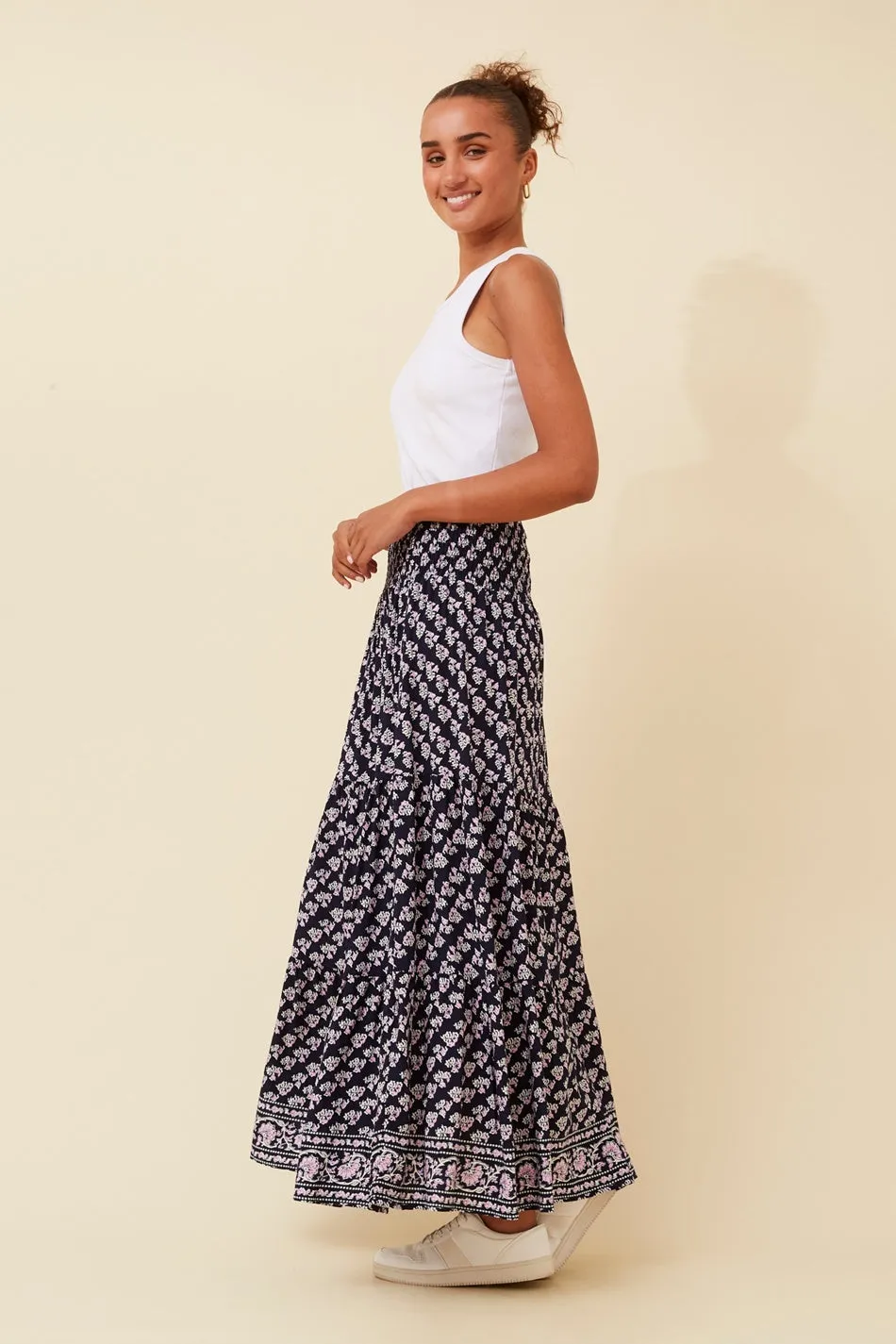 BETTINA BORDER PRINT MAXI SKIRT