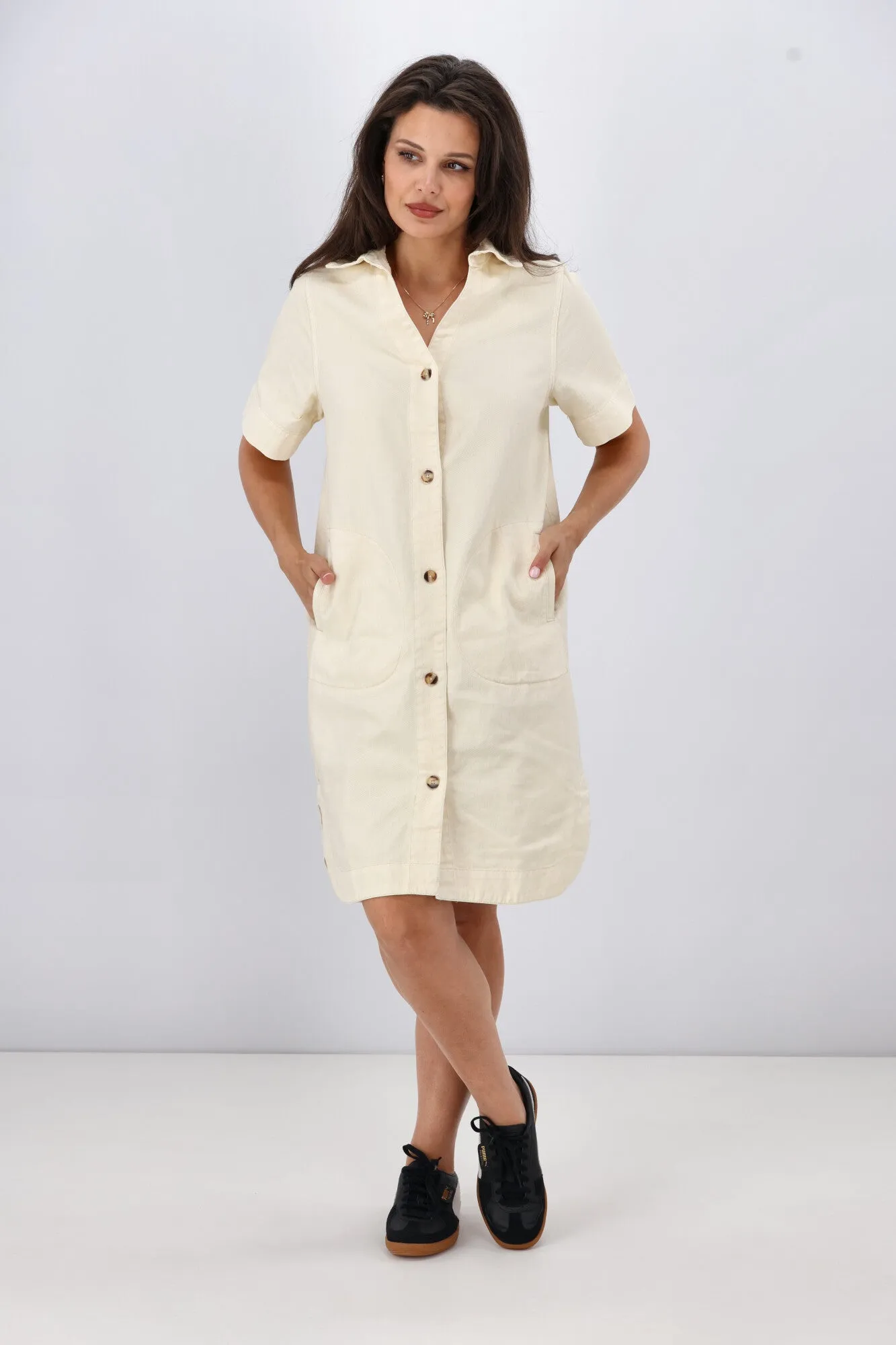 Betty Basics Dawson Denim Dress Off White