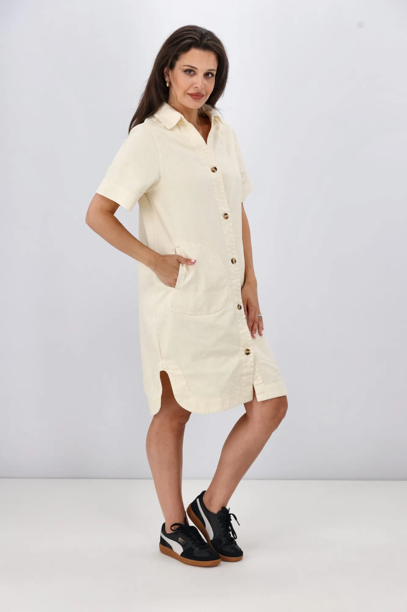 Betty Basics Dawson Denim Dress Off White
