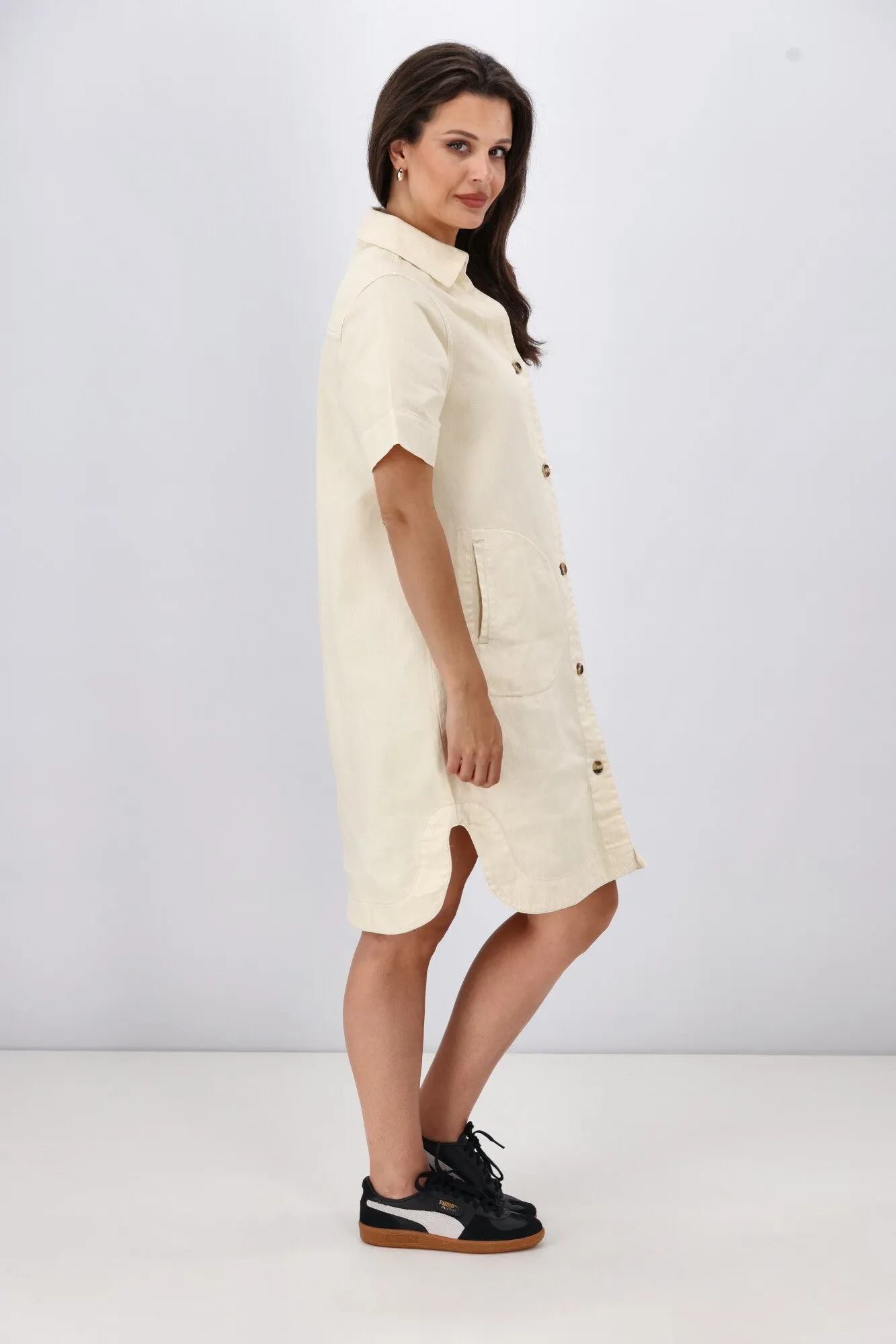 Betty Basics Dawson Denim Dress Off White
