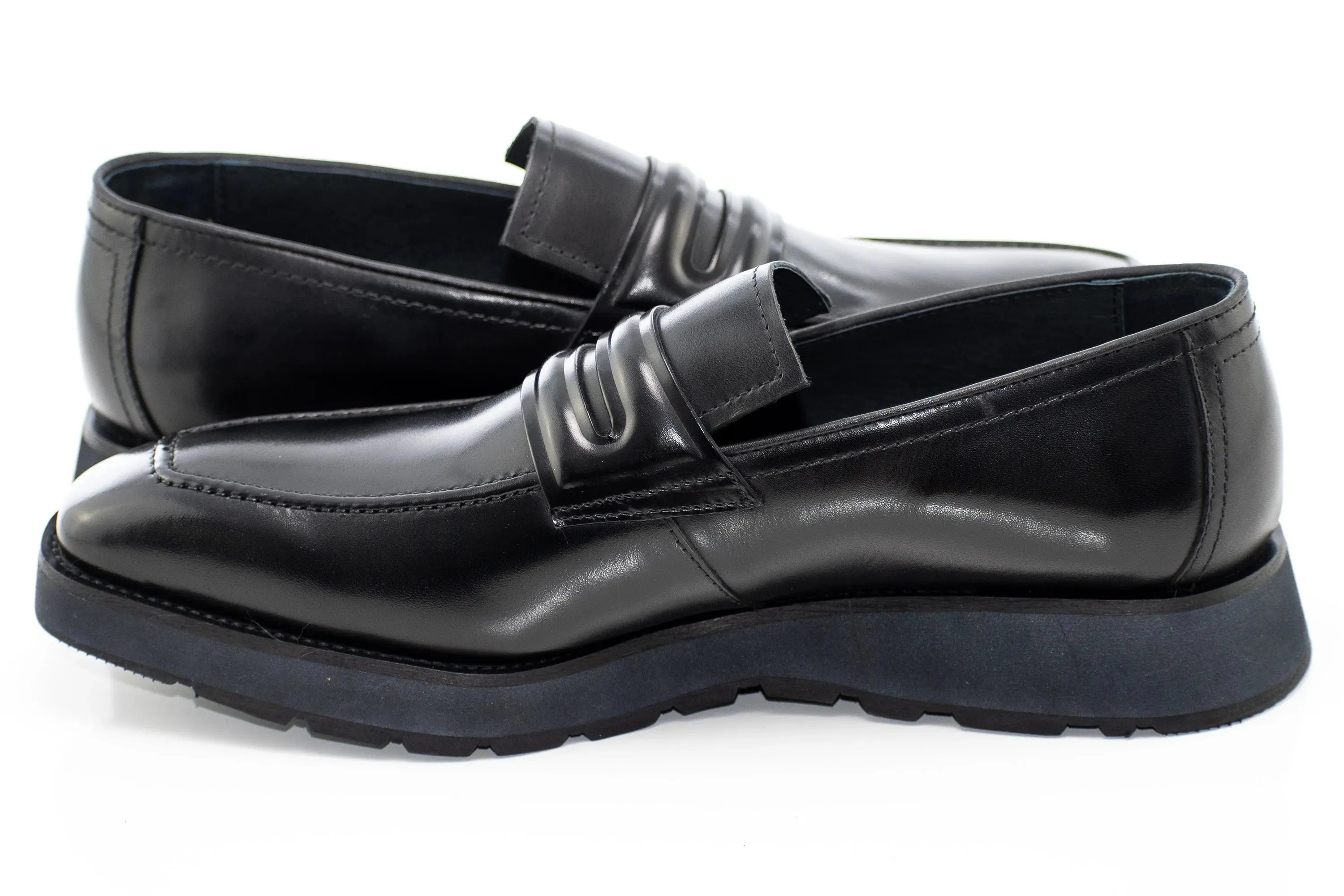 Black Leather Casual Penny Loafer
