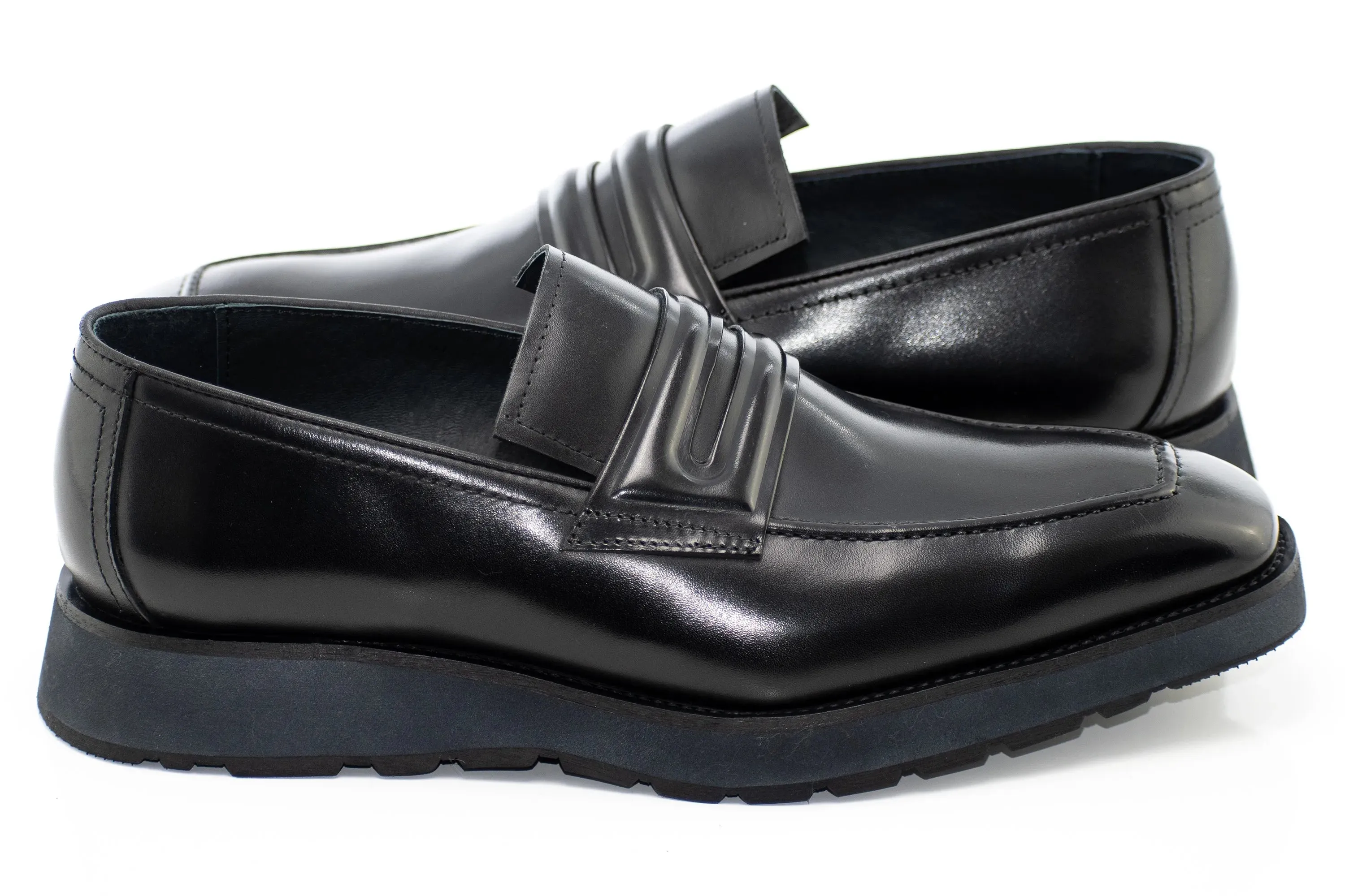 Black Leather Casual Penny Loafer