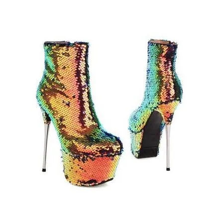 BlingBling Female Sexy Nightclub Mid-calf Super Thin High Heel Boots