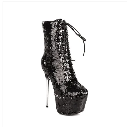 BlingBling Female Sexy Nightclub Mid-calf Super Thin High Heel Boots