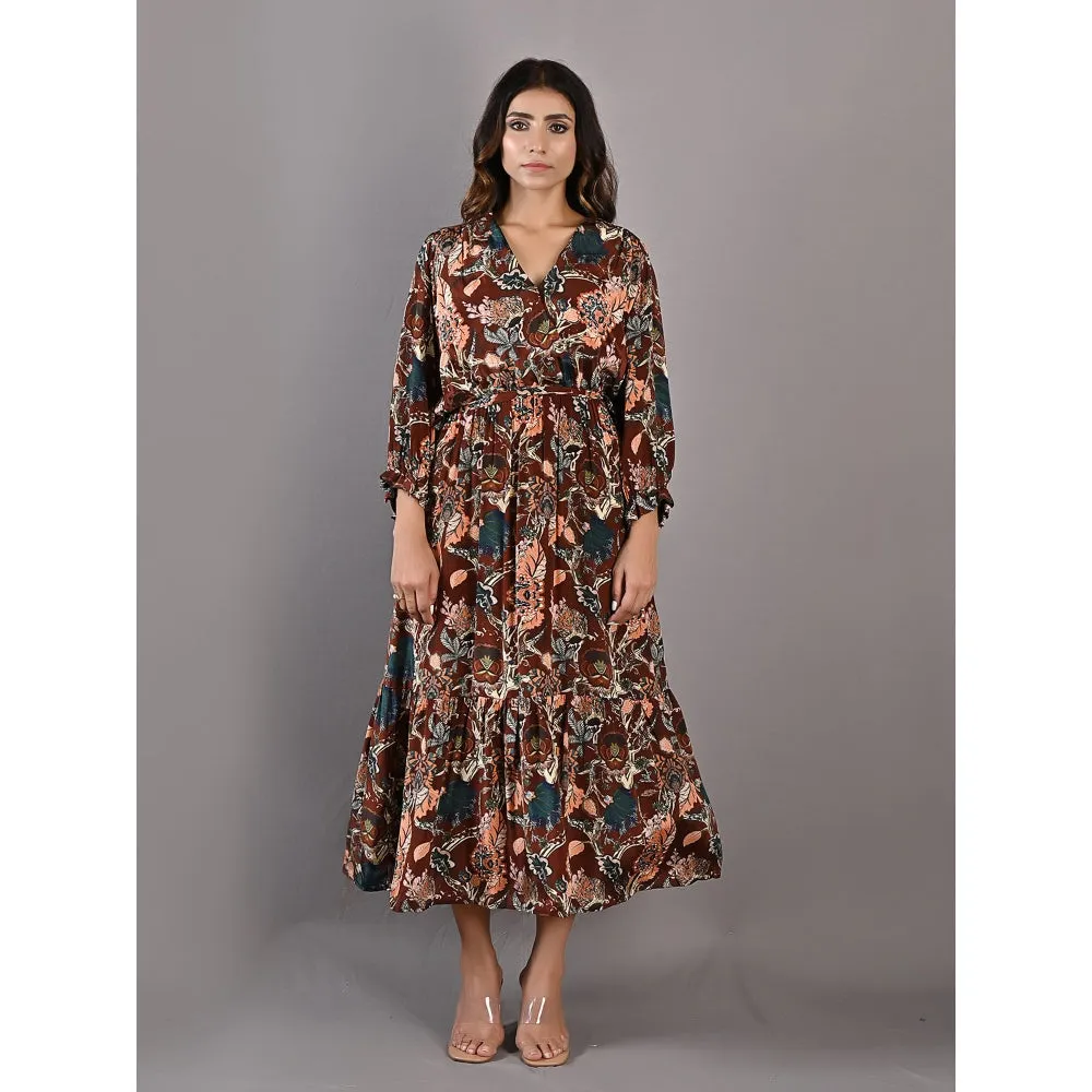 Bohame Amaryllis Multi & Maroon Dress