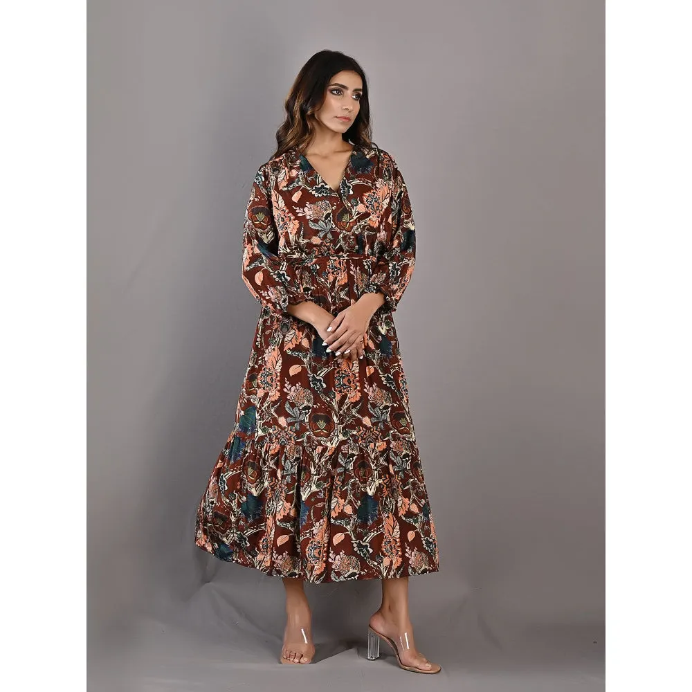 Bohame Amaryllis Multi & Maroon Dress