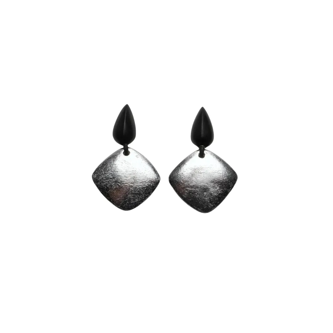 Bruta Monies Silver Foil & Acacia Earrings