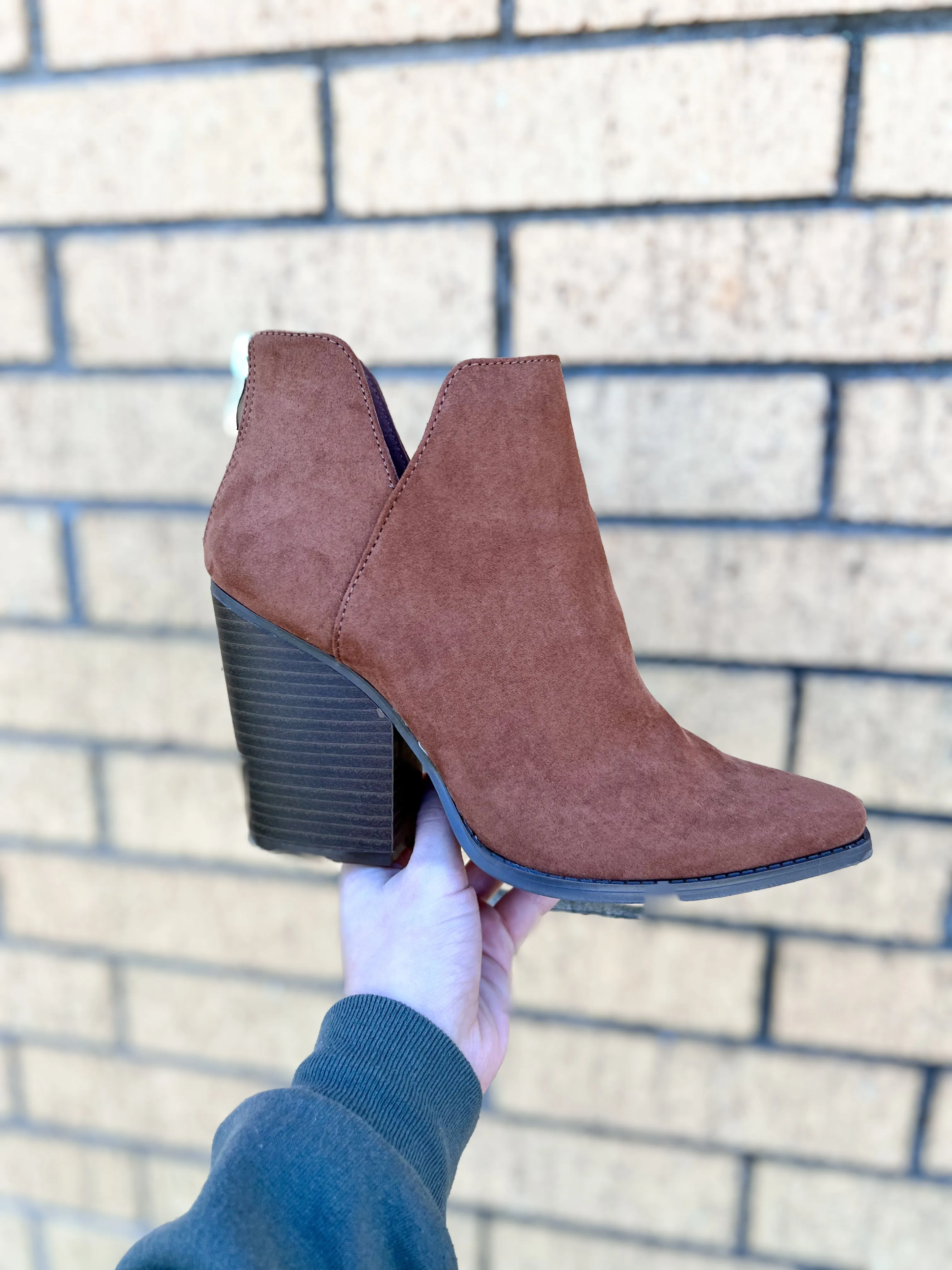 Camel Faux Suede Bootie