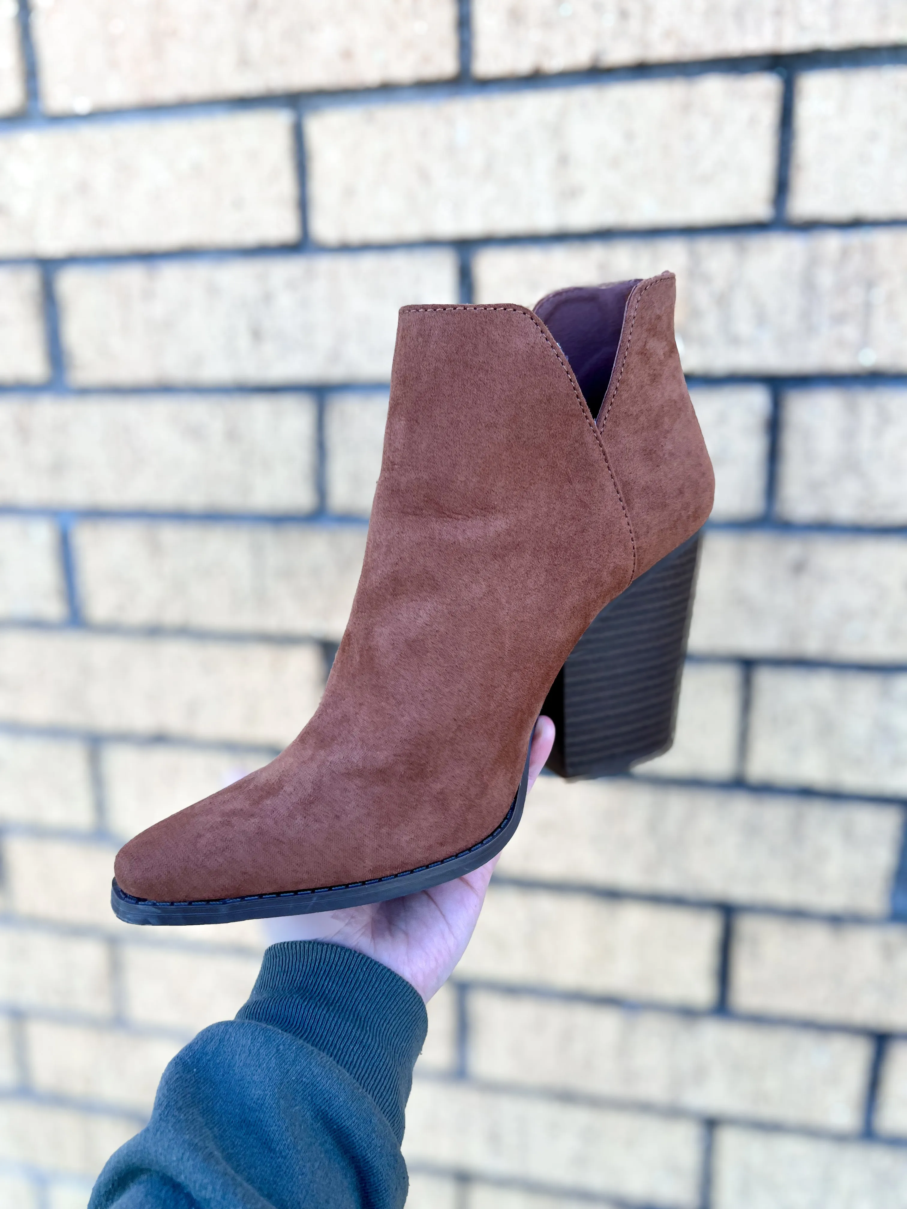 Camel Faux Suede Bootie