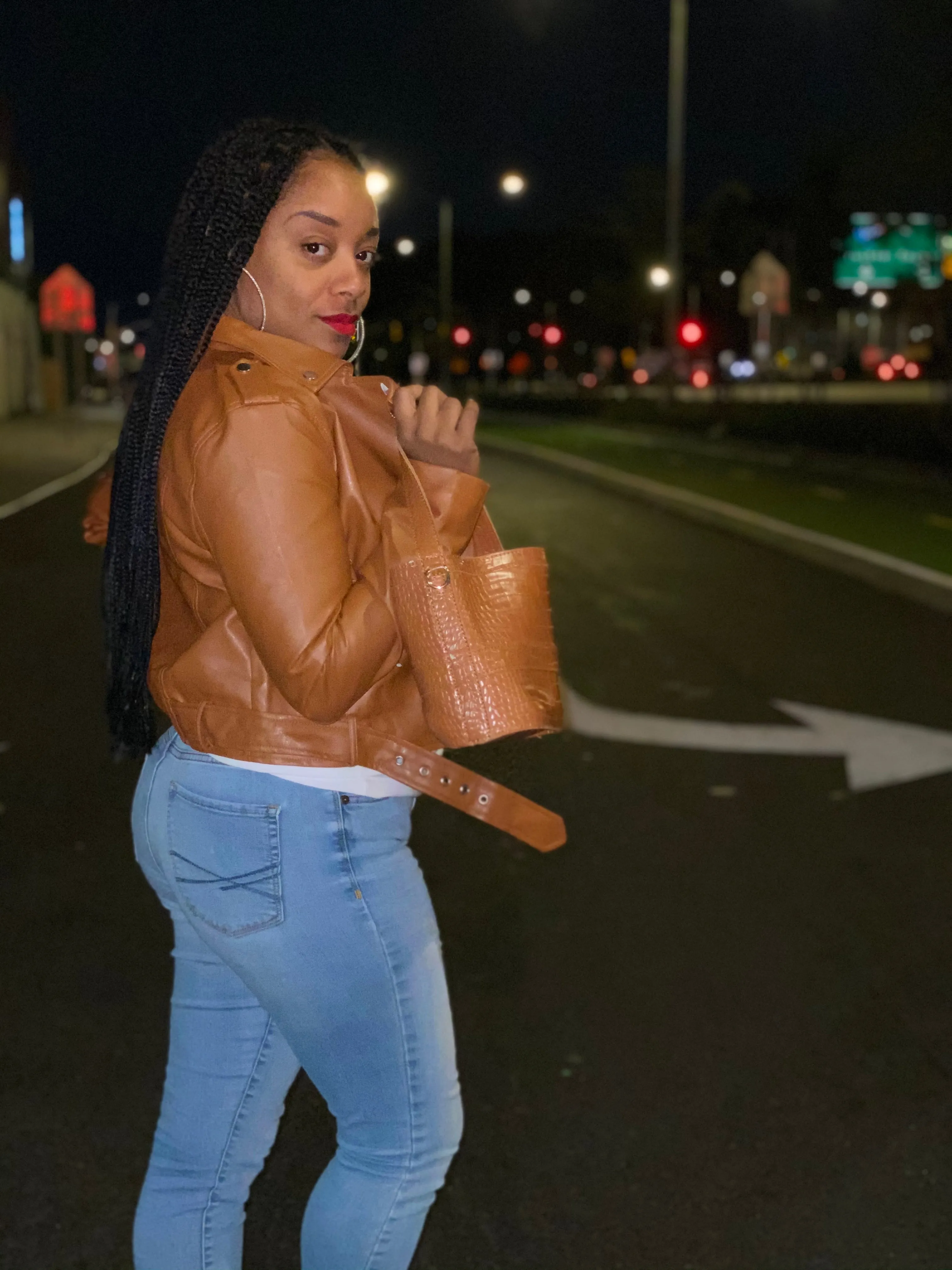 Camel Sassy Moto Leather Jacket
