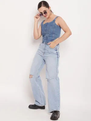 Camla Barcelona Light Blue Distressed Boyfriend Fit Jeans