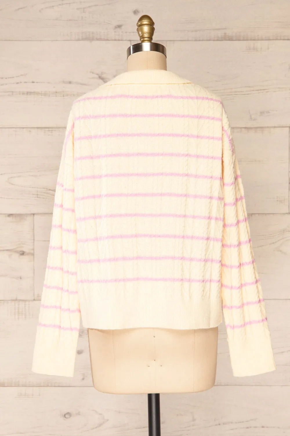 Cariamanga Cream | Stripped Knit Top