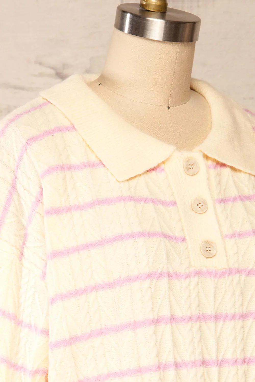 Cariamanga Cream | Stripped Knit Top