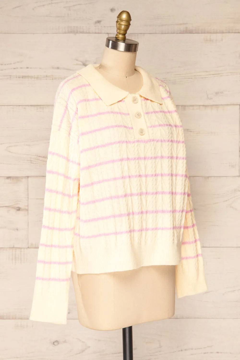 Cariamanga Cream | Stripped Knit Top