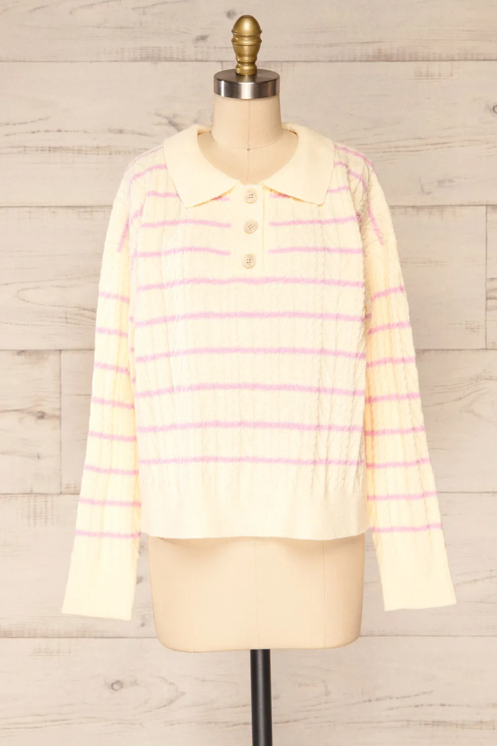 Cariamanga Cream | Stripped Knit Top