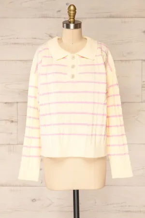 Cariamanga Cream | Stripped Knit Top