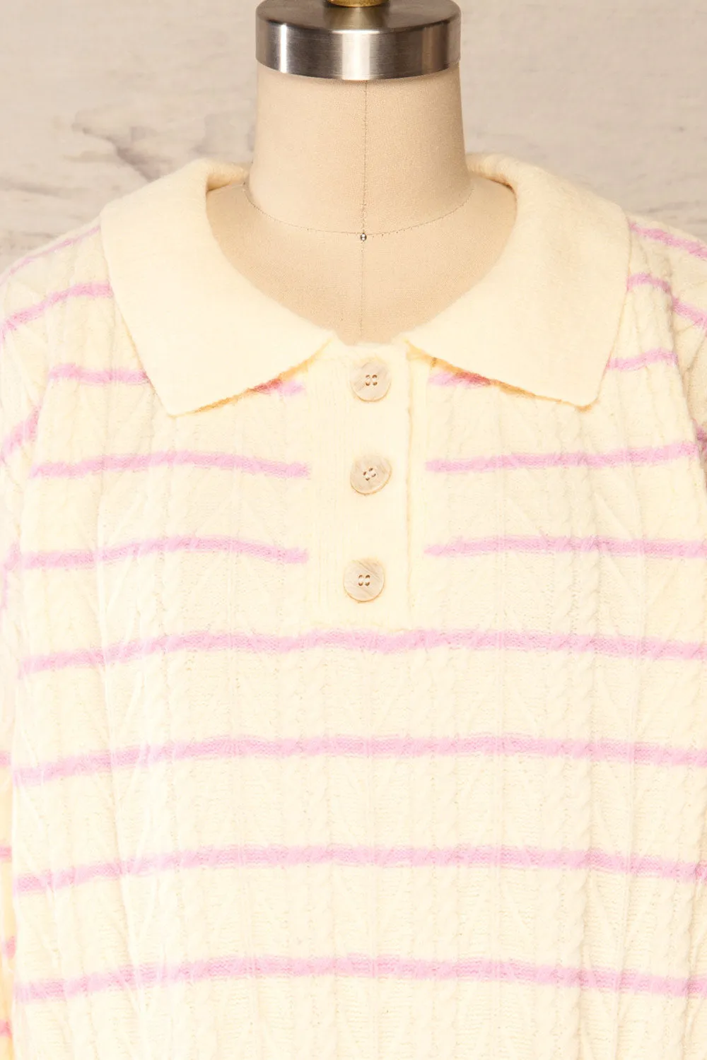 Cariamanga Cream | Stripped Knit Top