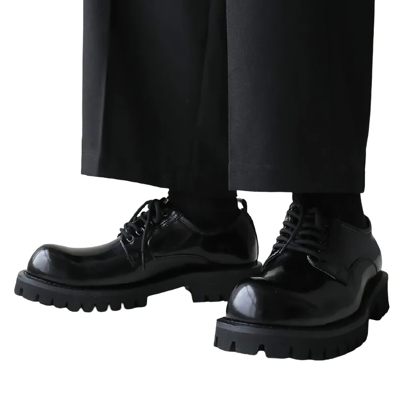 Casual Men's Real Leather Shoes Big Flatform / Fashion Round Boot / Stylish Male Footwear
