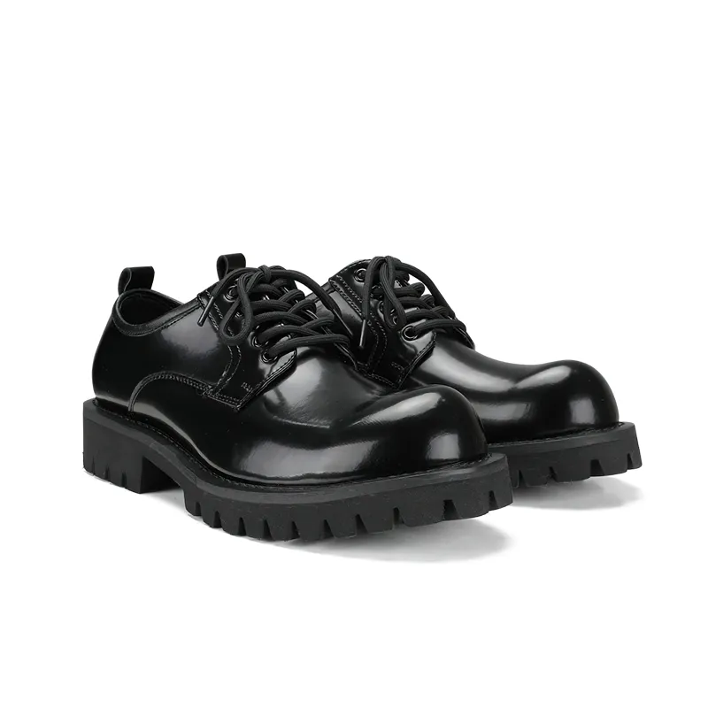 Casual Men's Real Leather Shoes Big Flatform / Fashion Round Boot / Stylish Male Footwear