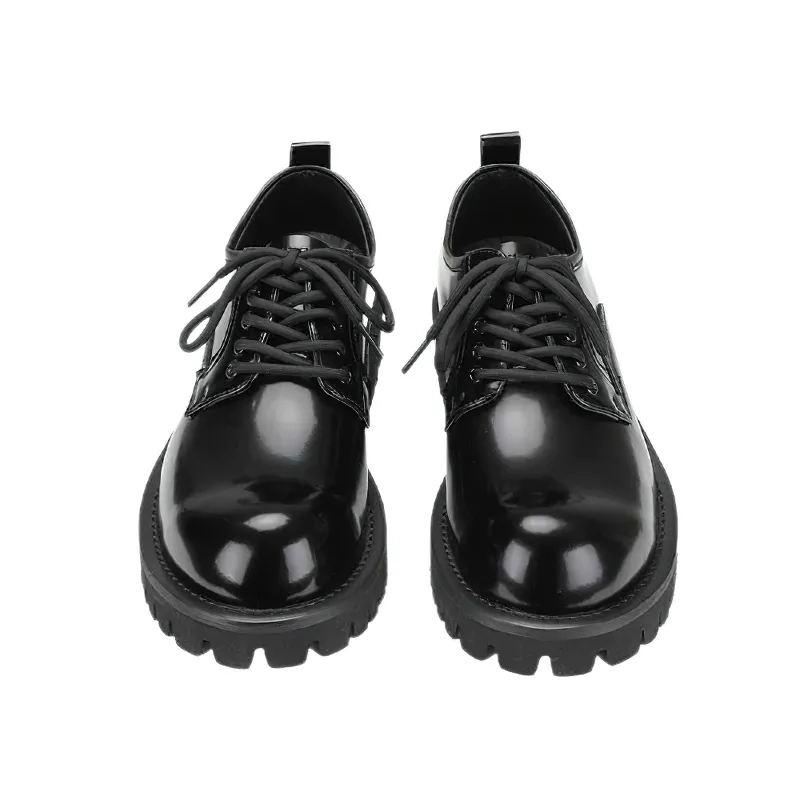 Casual Men's Real Leather Shoes Big Flatform / Fashion Round Boot / Stylish Male Footwear