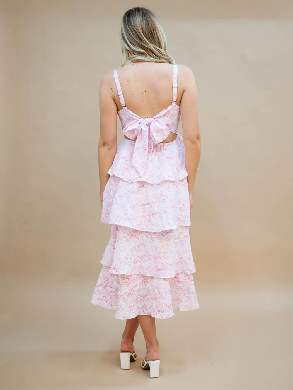 Charleston Tiered Midi Dress - Pink