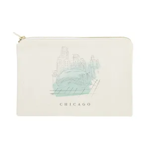 Chicago Cityscape Cotton Canvas Cosmetic Bag