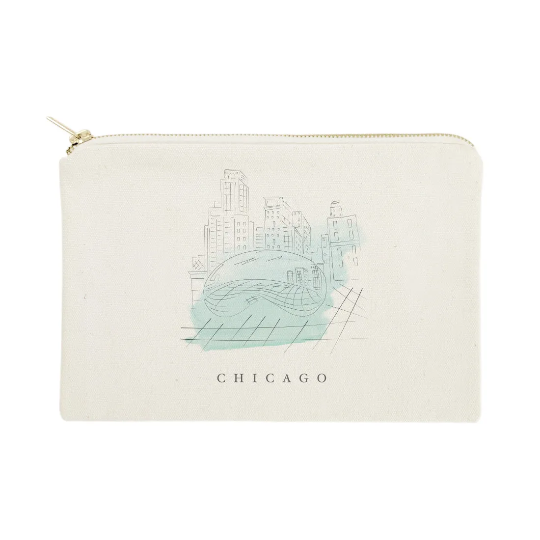 Chicago Cityscape Cotton Canvas Cosmetic Bag