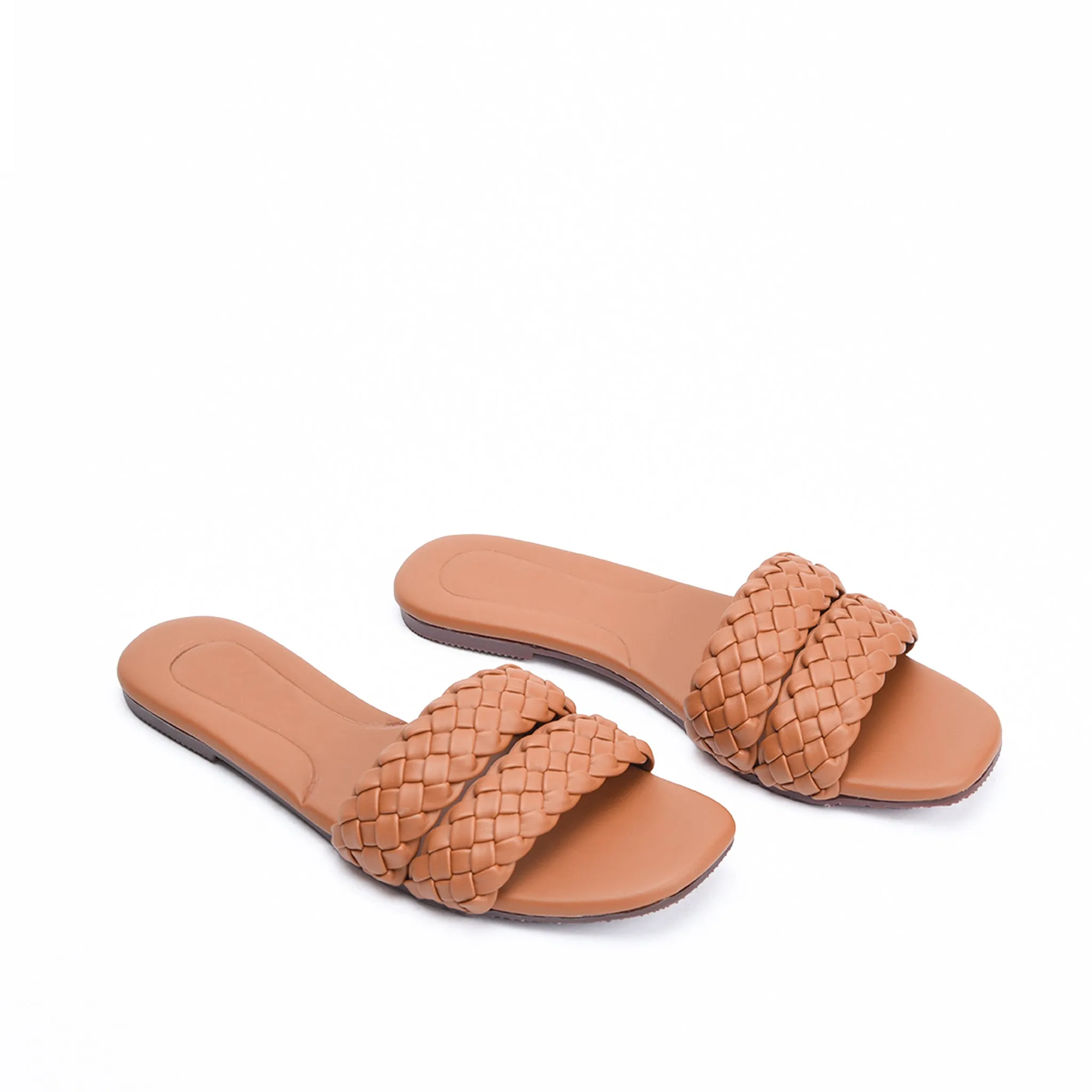Classic Brown Braided Flats | 566J-B