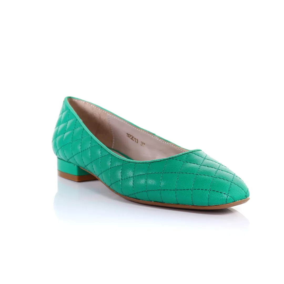 Classic Leather Square Toe Ballerina - (Green)