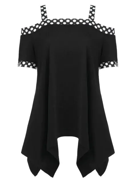 Classic Sleeve Polka Dot Insert T-shirt