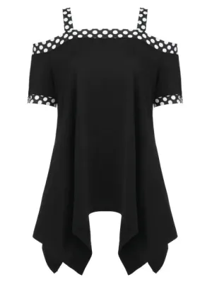 Classic Sleeve Polka Dot Insert T-shirt