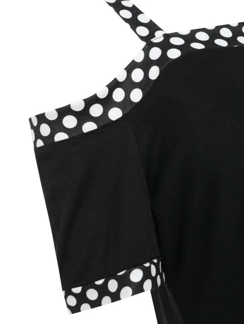 Classic Sleeve Polka Dot Insert T-shirt