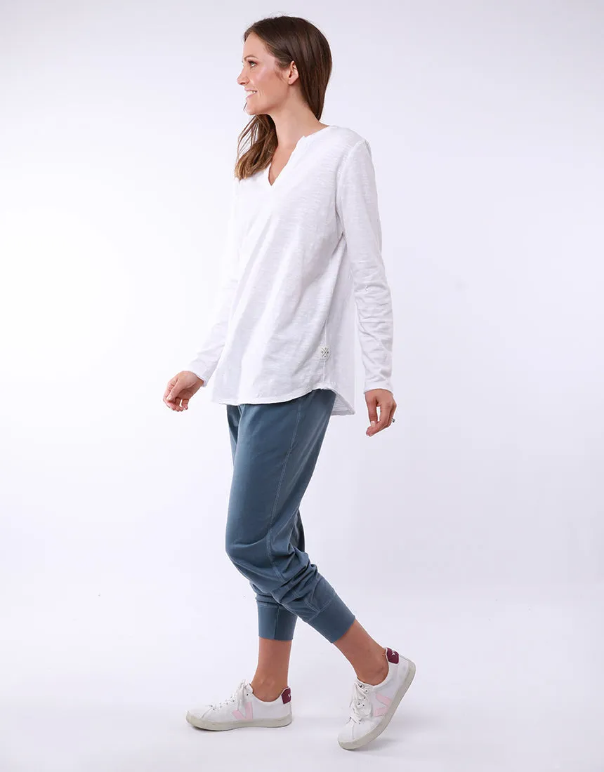 Coles Bay Henley Long Sleeve Tee - White (plus size)