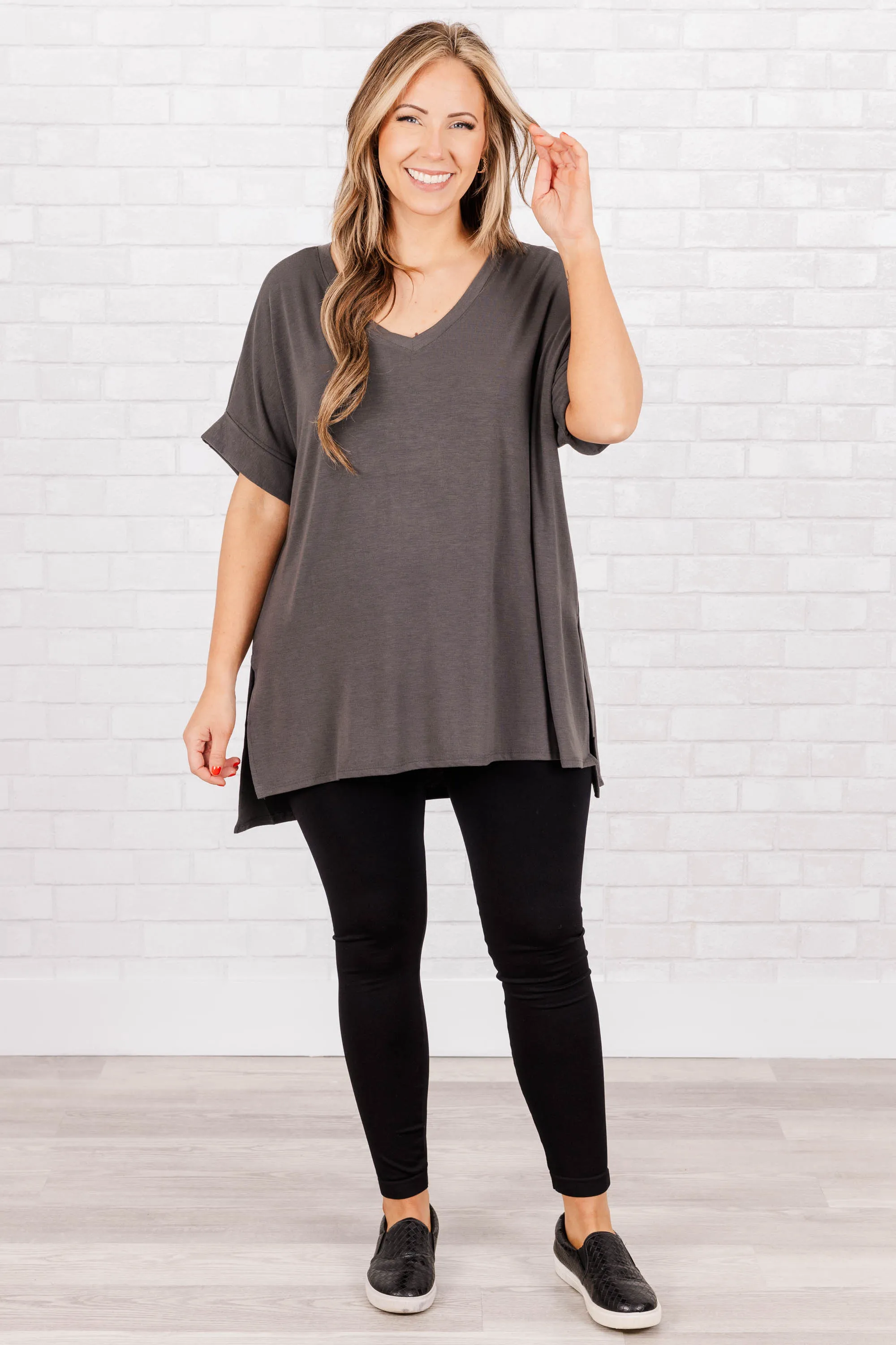 Comfy Travels Top, Ash Grey