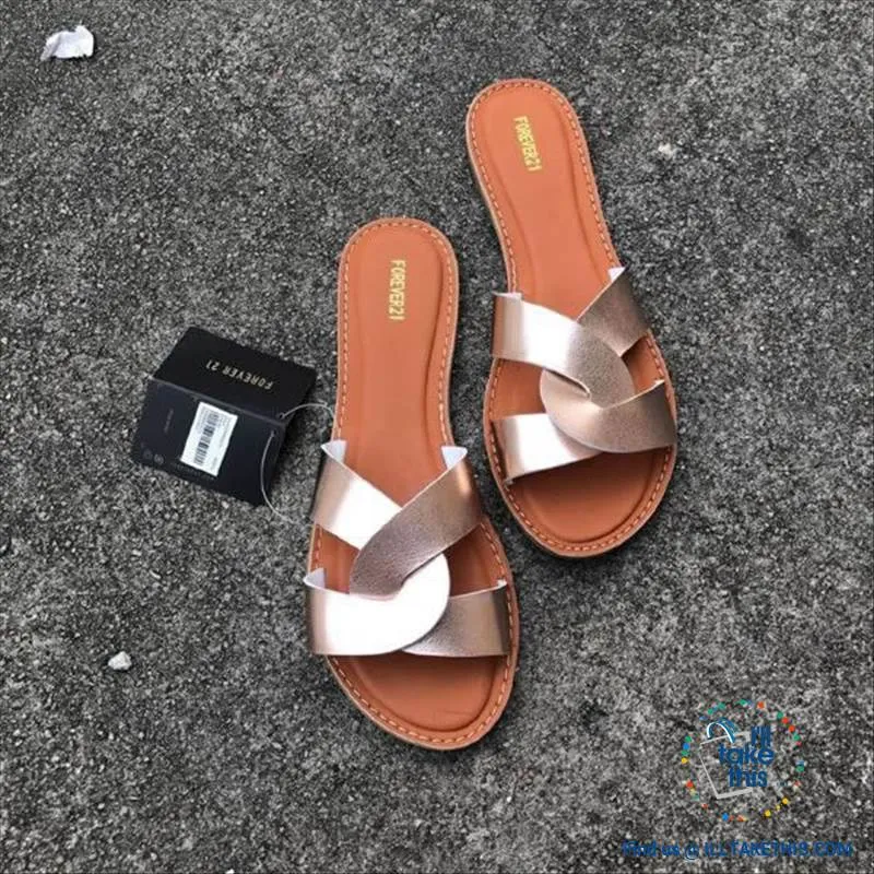 Cross Weave Women's Fashion Sandals, 8 Colors Option, ideal Flat healed Flip flops