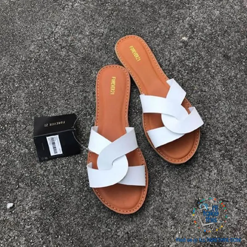 Cross Weave Women's Fashion Sandals, 8 Colors Option, ideal Flat healed Flip flops