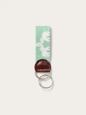 Darby' Needlepoint Keyring - Elephant Palace Green