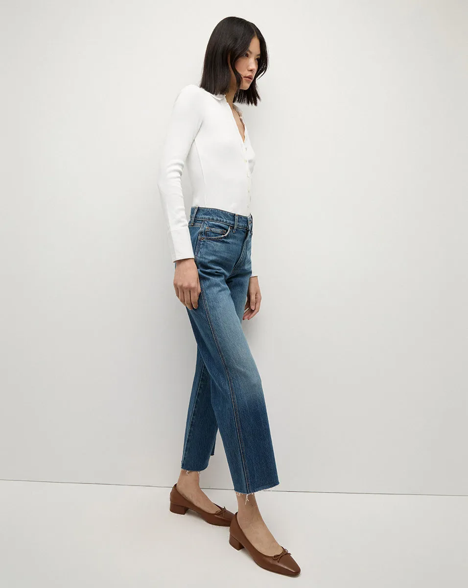 Dylan Raw Hem Straight-Leg Jean